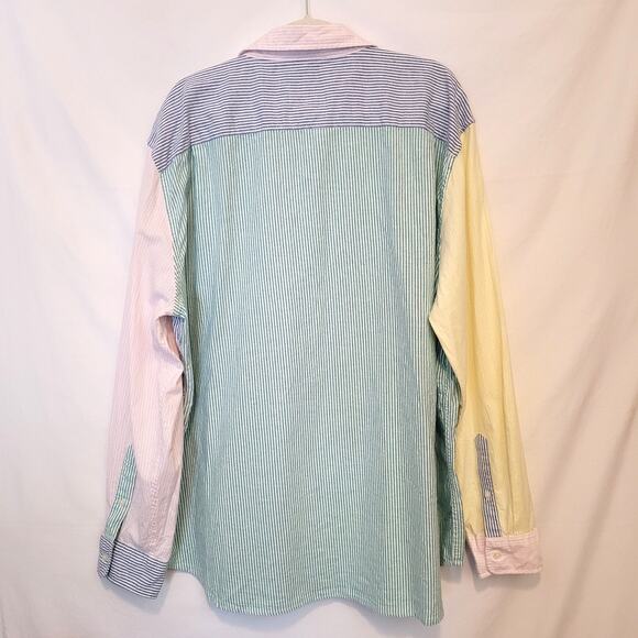 St. John’s Bay Men’s XXL Multicolor Stripe Oxford Shirt Long Sleeve Button Up - Picture 2 of 6